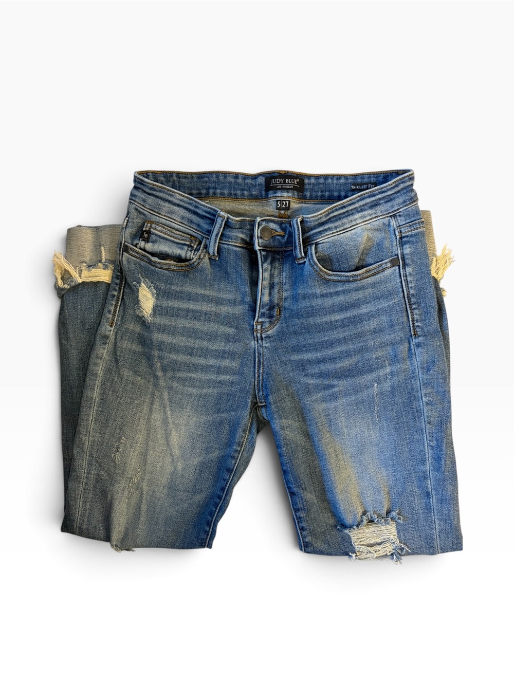 Judy Blue Distressed Skinny Jeans Women’s 5/27 Medium Wash Cuffed